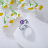 Sterling Silver Pear Cut Vine Leaf Gemstone Engagement Rings Set for Women