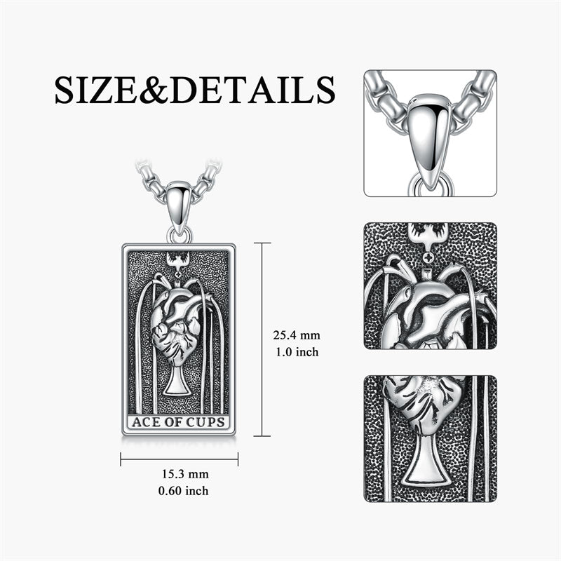 Sterling Silve Sun Moon Star Strength Lovers Death Devil Fool Tarot Card Pendant Necklace