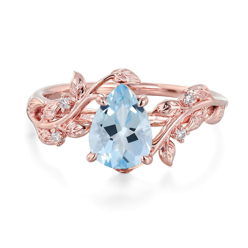 Sterling Silver 10K 14K 18K  Gold Pear Gemstone Vintage Engagement Wedding Promise Anniversary Ring