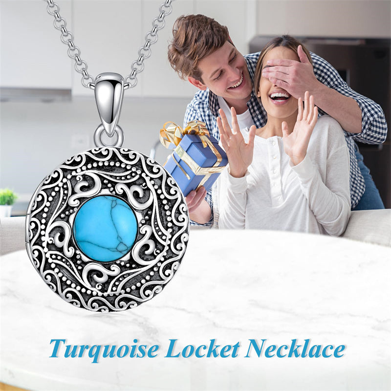 Sterling Silver Personalized Photo &Engraved Round Photo Necklace