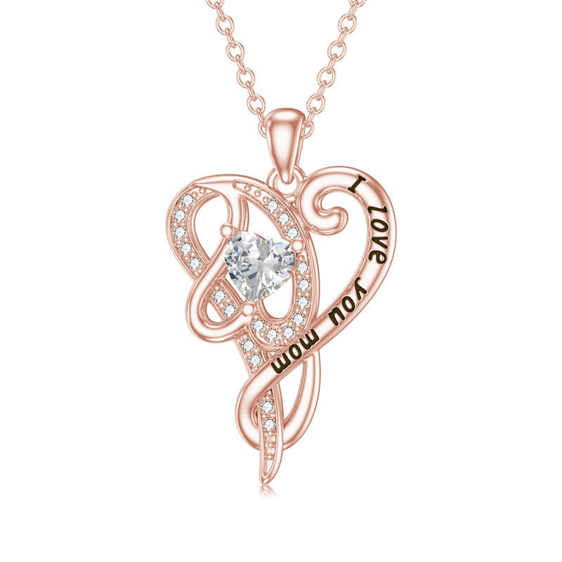 10K 14K 18K  Gold Personalized  Birthstone Name Heart Pendant Necklace