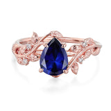 Sterling Silver 10K 14K 18K  Gold Pear Gemstone Vintage Engagement Wedding Promise Anniversary Ring