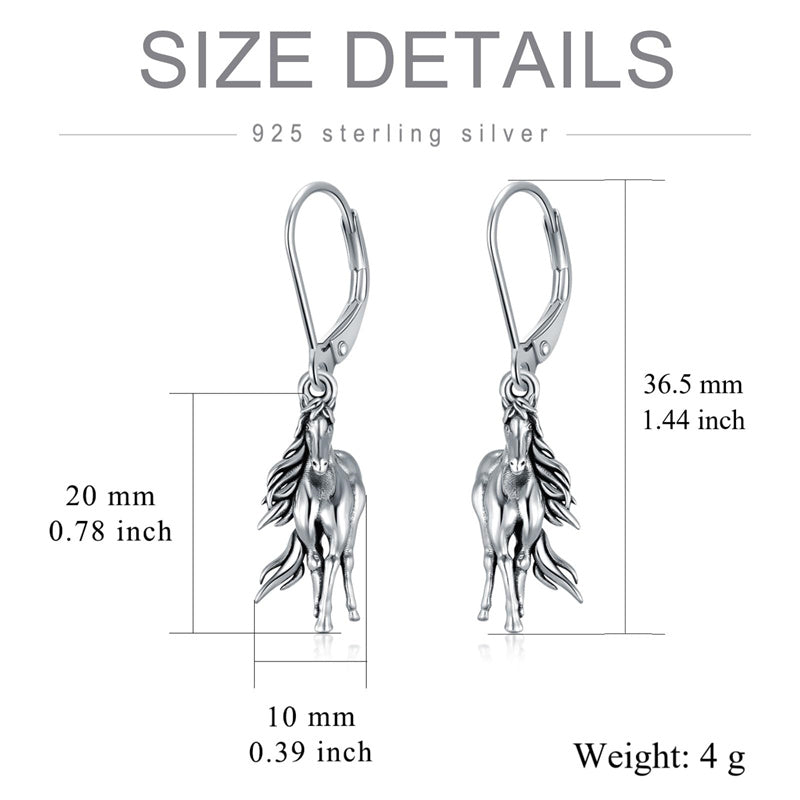 Sterling Silver Horse Leverback Earrings