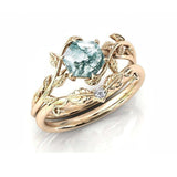 Sterling Silver Natural Moss Agate Blue Sandstone Opal Set Ring