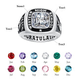 Sterling Silver Personalized Engraved Birthstone 2025 High School College Class Ring