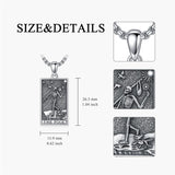 Sterling Silve Sun Moon Star Strength Lovers Death Devil Fool Tarot Card Pendant Necklace