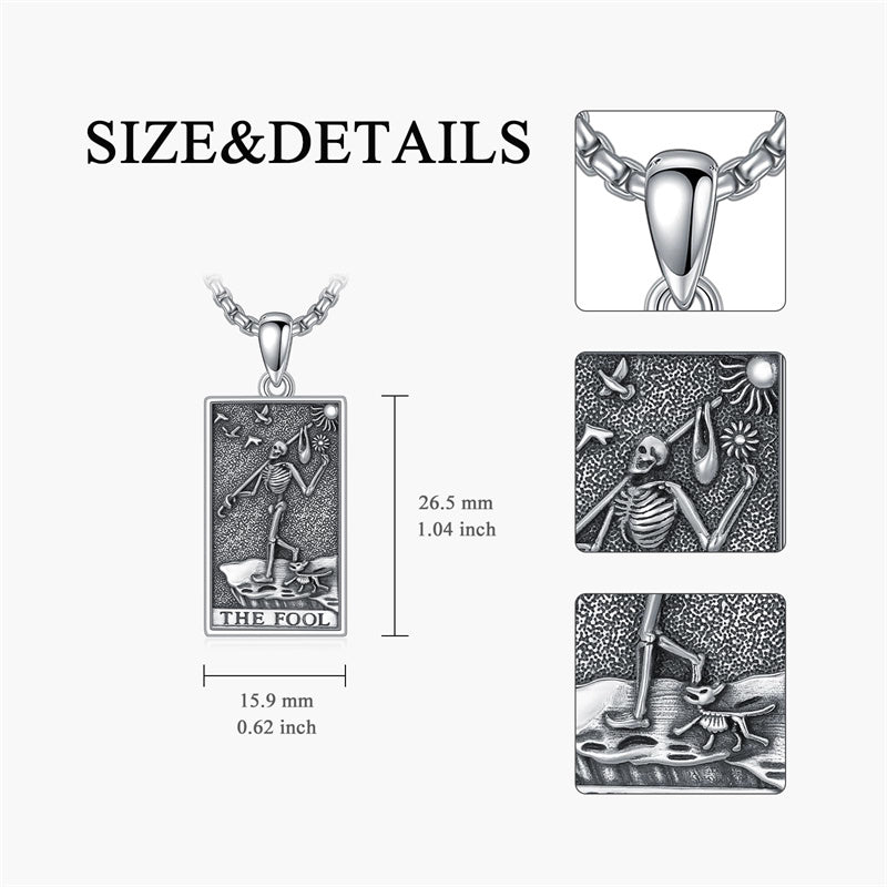 Sterling Silve Sun Moon Star Strength Lovers Death Devil Fool Tarot Card Pendant Necklace