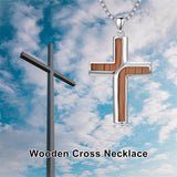 Sterling Silver Wooden Cross Pendant Necklace