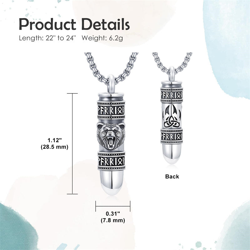 Sterling Silver Bear Lion Eagle Compass Tree of Life Bullet Urn Necklaces for Ashes