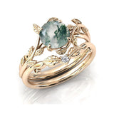 Sterling Silver Natural Moss Agate Blue Sandstone Opal Set Ring
