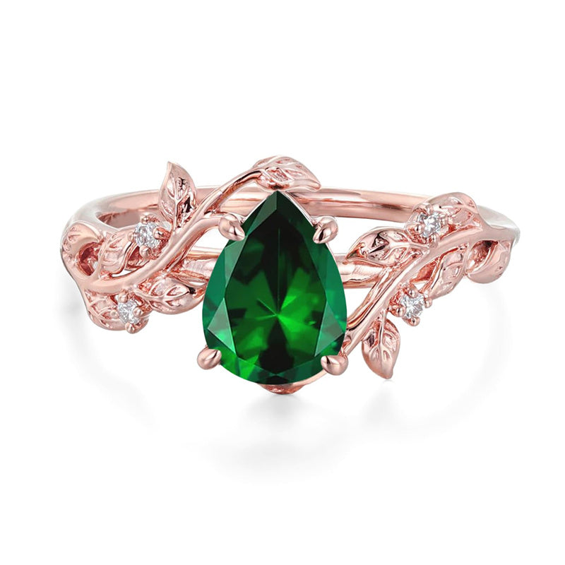 Sterling Silver 10K 14K 18K  Gold Pear Gemstone Vintage Engagement Wedding Promise Anniversary Ring