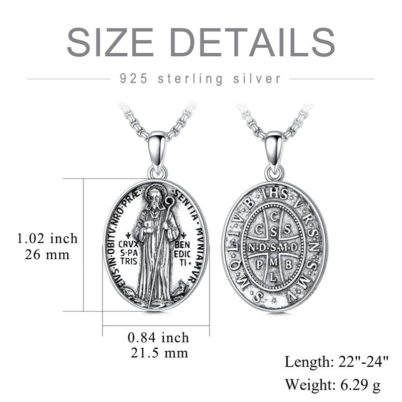 Sterling Silver  Virgin Mary Saint Florian Saint Jude Saint Michael Saint Benedict Amulet Protection Pendant Necklace
