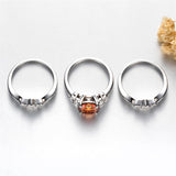 Sterling Silver 4.2 cttw Green Orange Red Moissanite Wedding Band Ring Set