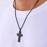 Stainless Steel Inspirational Bible Verse American Flag Cross Pendant Necklace