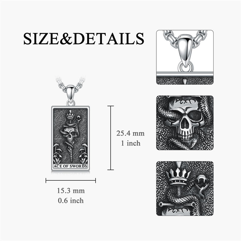 Sterling Silve Sun Moon Star Strength Lovers Death Devil Fool Tarot Card Pendant Necklace