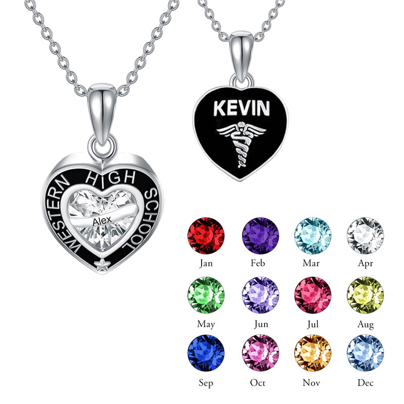 Sterling Silver Personalized Class Pendant Photo Lockets Necklace
