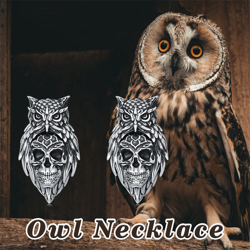 Sterling Silver Owl Skull Stud Earrings