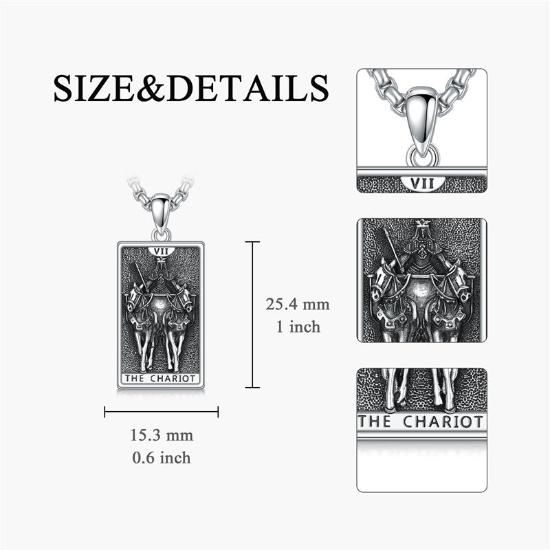 Sterling Silve Sun Moon Star Strength Lovers Death Devil Fool Tarot Card Pendant Necklace
