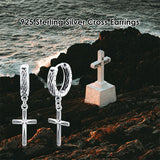 Sterling Silver Celtic Cross Hoop Dangle Earrings