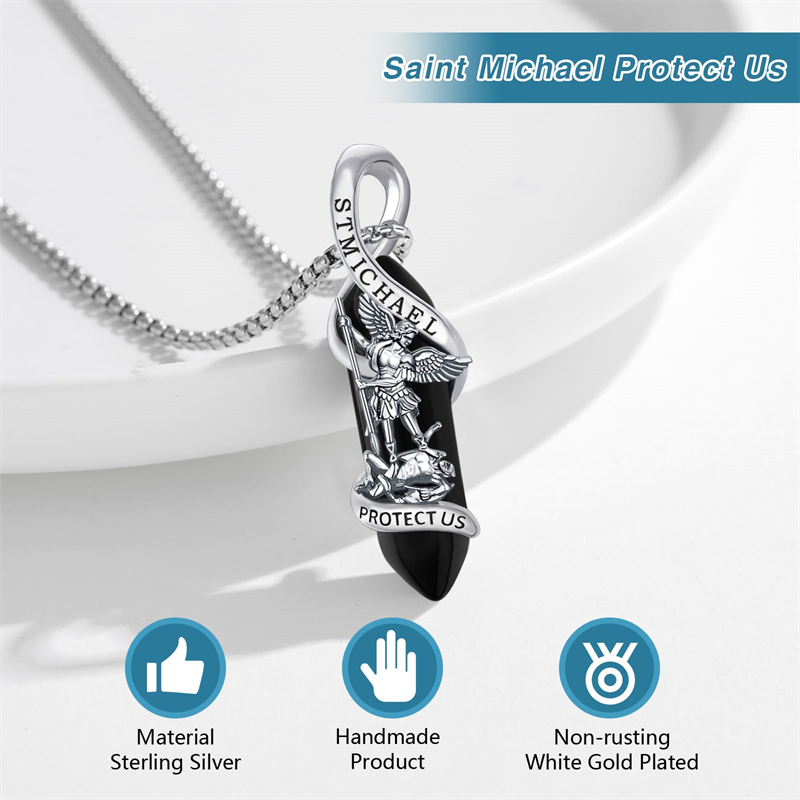 Sterling Silver Crystal Saint Michael Saint Christopher Guardian Angel Guadalupe Pendant Necklace