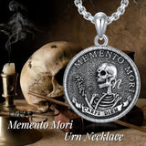 Sterling Silver Memento Mori& Gothic Skull Urn Necklace For Ashes