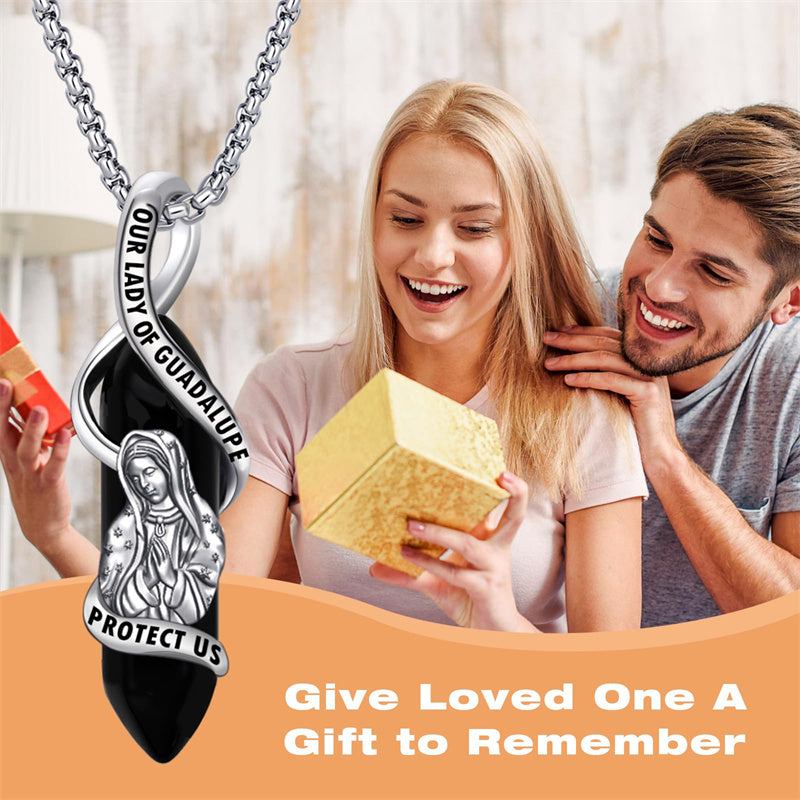 Sterling Silver Crystal Saint Michael Saint Christopher Guardian Angel Guadalupe Pendant Necklace