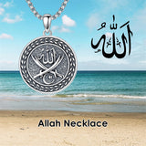Sterling Silver Islamic Allah Religious Pendant Necklace