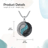 Sterling Silver Turquoise Obsidian Opal Tiger's Eye Yin Yang Angel Wings Pendant Necklace