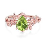 Sterling Silver 10K 14K 18K  Gold Pear Gemstone Vintage Engagement Wedding Promise Anniversary Ring