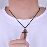 Sterling Silver Cross Pendant Necklace with 3.0mm Stainless Steel Cuban Chain