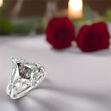 Sterling Silver 10K 14K 18K Personalized Engraved 2CT Natural Black Rutilated Quartz Engagement Ring Set