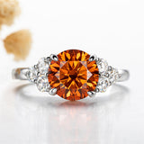 Sterling Silver 4.2 cttw Green Orange Red Moissanite Wedding Band Ring Set