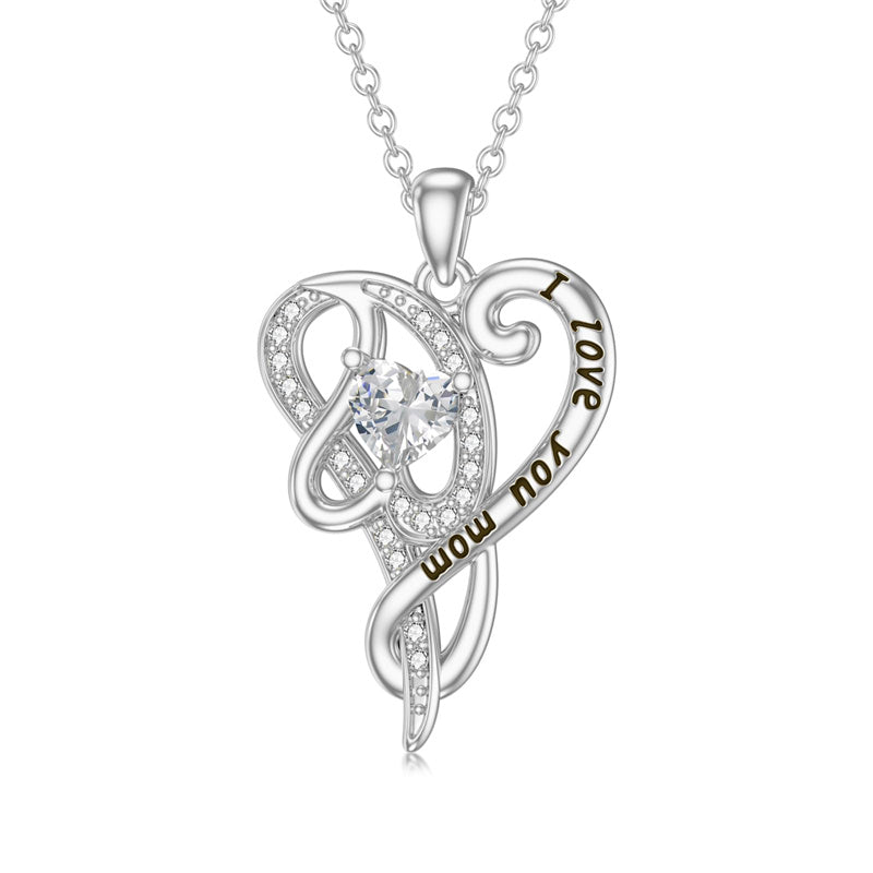 10K 14K 18K  Gold Personalized  Birthstone Name Heart Pendant Necklace