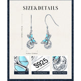 Sterling-Silver White Turquoise Dragonfly Spoon Ring and Dragonfly Sunflower Dangle Earrings