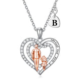 Sterling Silver Initial Father-Daughter Pendant Necklace Engraved with I Love You Forever