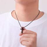 Sterling Silver Cross Pendant Necklace with Stainless Steel 2.0mm Rope Chain