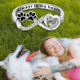 Sterling Silver Paw Print Animal Ring Engraved With Always in My Heart