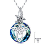 12 Birth Month Flower Cremation Jewelry for Ashes Celtic Knot Heart Ashes Memorial Keepsake Urn Necklace Circle Crystal