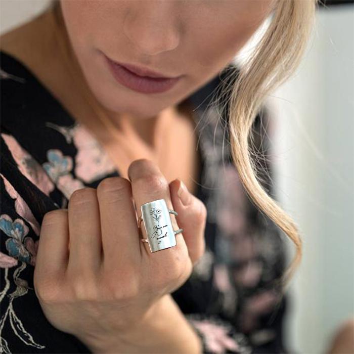 Sterling Silver Inspirational Ring Personalized Ring Motivation Ring Quote Ring