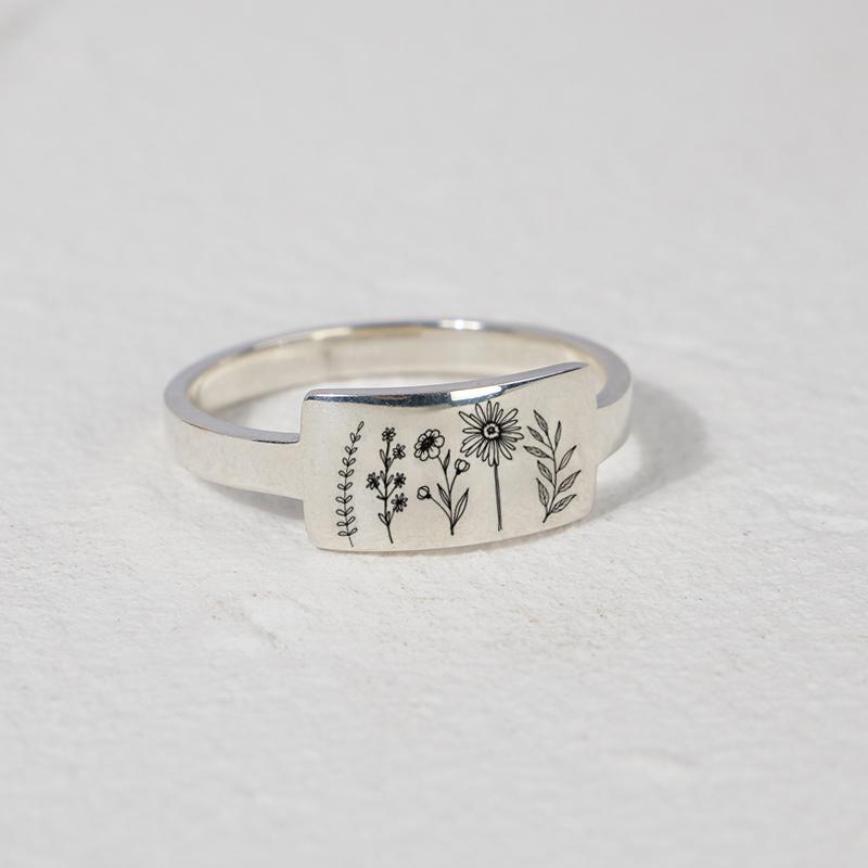 Sterling Silver Wildflower Nature Ring