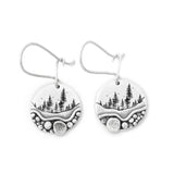 Sterling Silver Trail Mini Forest Pebble Wildflower Dangle Earrings