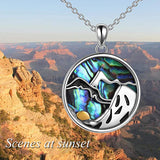 Sterling Silver Abalone Shell Mountain Hiking Pendant Necklace