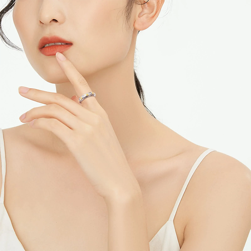 Sterling Silver Sunflower Rose Flower Daisy ADHD Stress Relieving Anxiety Spinner Rings