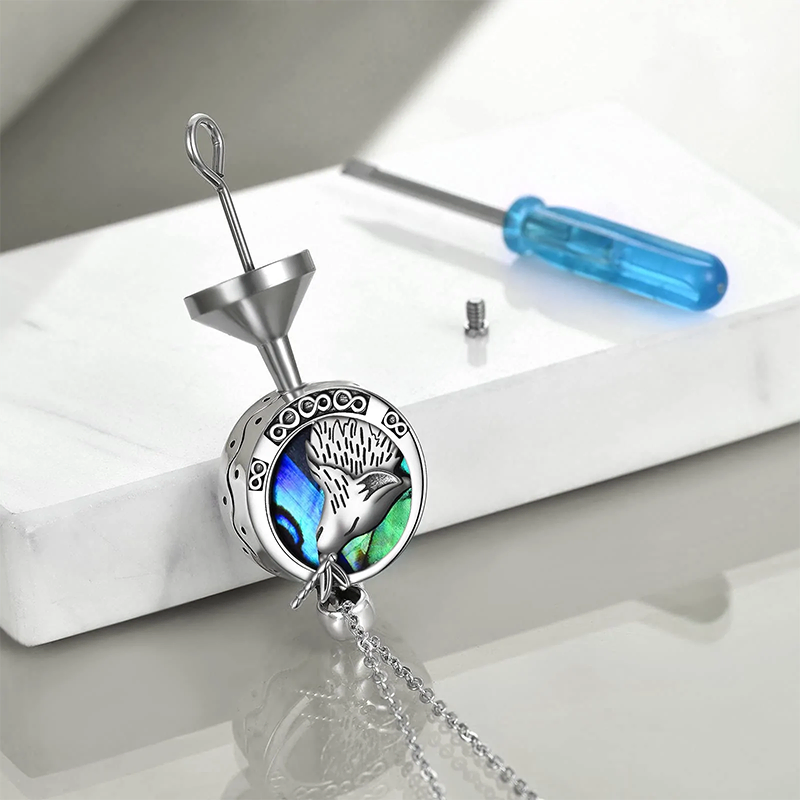 Sterling Silver Wolf Urn Necklace for Ashes With Engraved