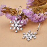 Sterling Silver CZ Snowflake Leverback Earrings