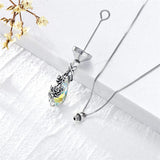 Sterling Silver Crystal Rose Sunflower Flower Urn Necklace for Ashes