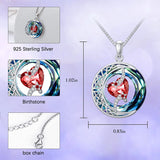 Sterling Silver Crystal Heart Birthstone Moon Star Pendant Necklace