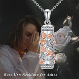 Sterling Silver Rose Flower Urn Necklace for Ashes