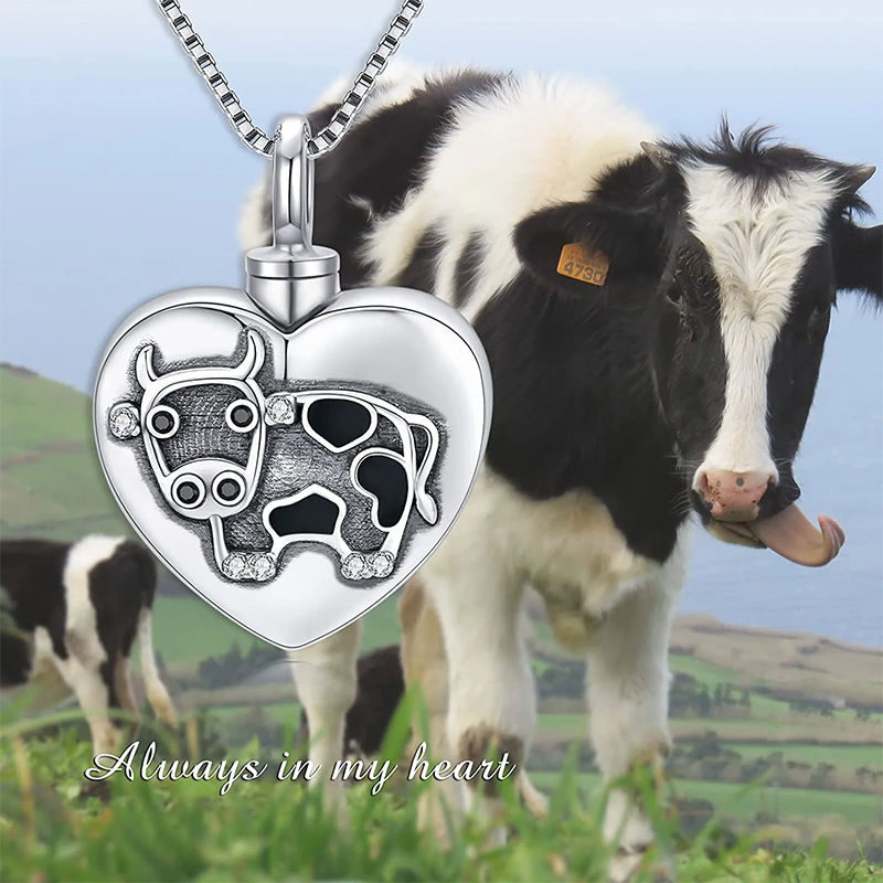 Sterling Silver Cow Urn Necklace for Ashes