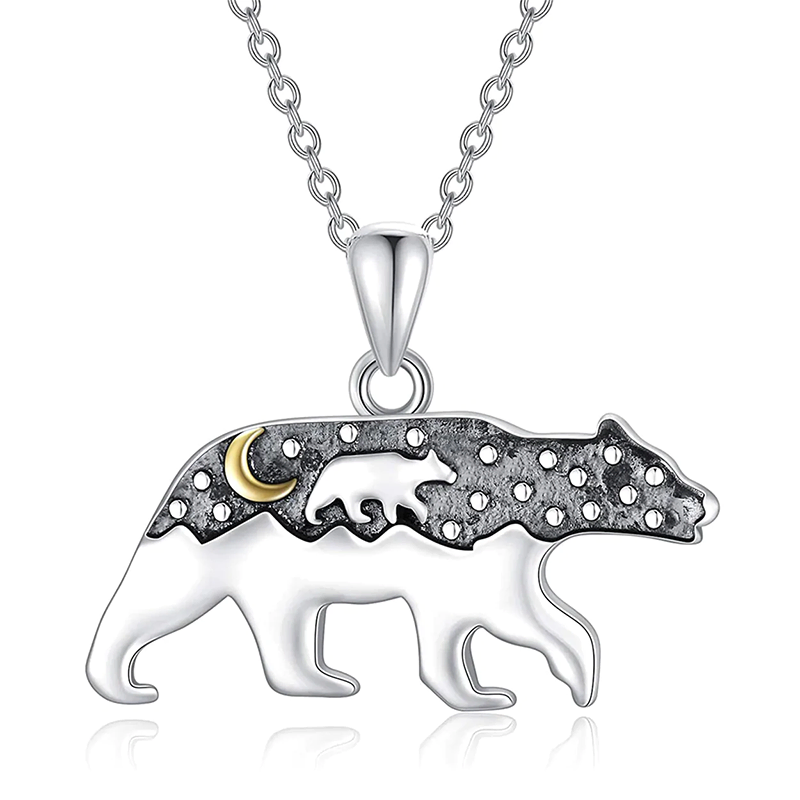 Sterling Silver Mama Bear Pendant Necklace